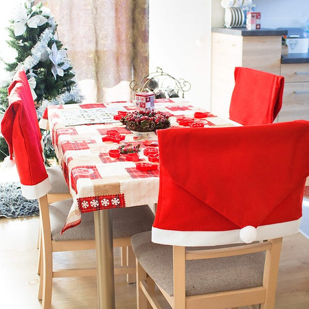 Pokrowiec na krzesło, czapka Mikołaja czerwona zestaw 6 szt.