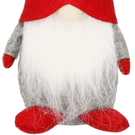 Skrzat 32cm mikołaj ozdoba świąteczna, krasnal świąteczny, gnom szary czerwony