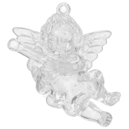 Świąteczne zawieszki 6cm akrylowe aniołki zestaw 4 szt. przezroczysty