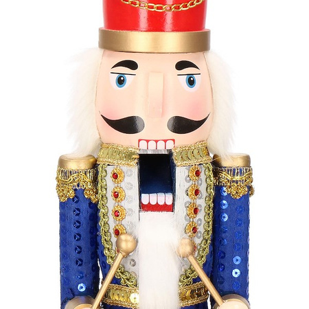 Dziadek do orzechów 51 cm drewniany żołnierzyk niebieski, figurka świąteczna