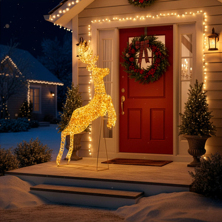 Renifer świecący 120 LED świąteczny dekoracja do ogrodu biały ciepły