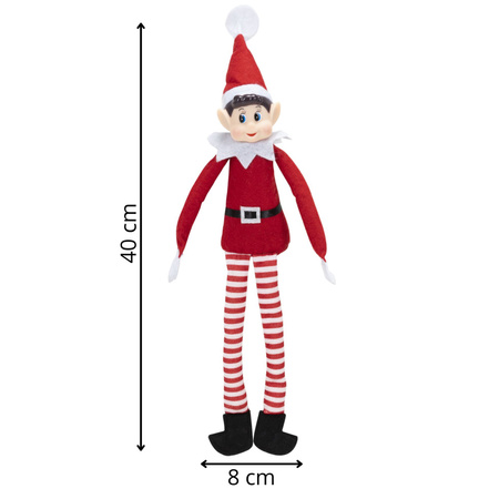 Elf siedzący, dekoracja Boże Narodzenie 40 cm skrzat, krasnal świąteczny