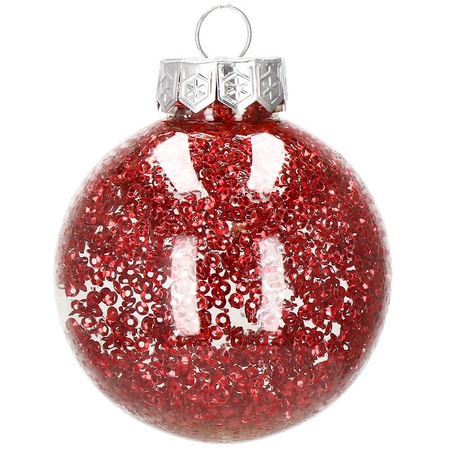 Bombki choinkowe przeźroczyste 30 szt. czerwony 7cm zestaw choinkowy