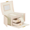 Kufer, szkatułka na biżuterię ekoskóra 17,5x12x13,5 cm jasny różowy z przegródkami