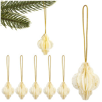 Bombki z papieru 6 szt. ozdoby choinkowe zawieszki świąteczne 4 cm rozkładane białe