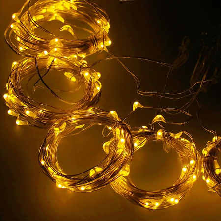 Kurtyna świetlna 300 Led girlanda biały ciepły lampki wewnętrzno-zewnętrzne sople