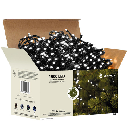 Lampki choinkowe 1500 Led biały zimny 121,5 m oświetlenie świąteczne IP44