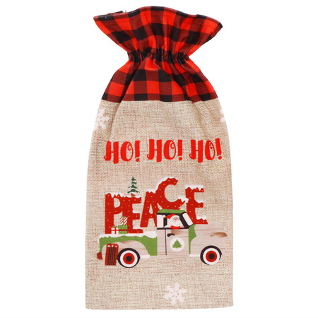 Pokrowiec na butelkę świąteczne etui na wino beżowo-czerowne