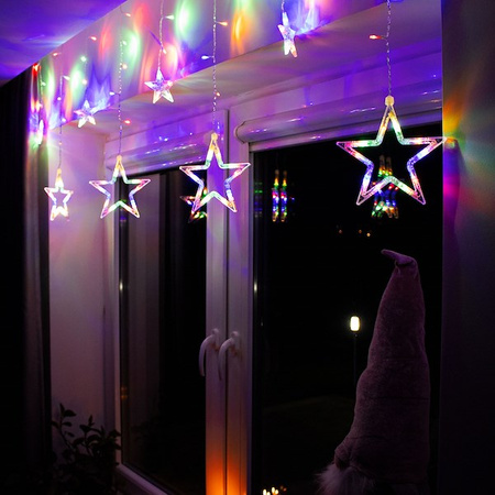 Kurtyna świetlna multikolor 92 Led lampki wewnętrzno-zewnętrzne gwiazdy z programatorem