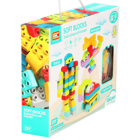 Klocki konstrukcyjne, miękkie dla dzieci 126 el. kreatywne, kolorowe