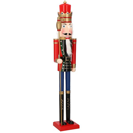 Dziadek do orzechów 120 cm drewniany żołnierzyk z berłem, figurka świąteczna
