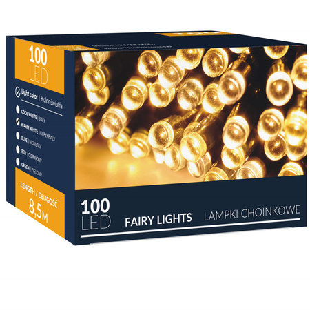 Lampki choinkowe 100 led biały ciepły 8,5 m oświetlenie świąteczne