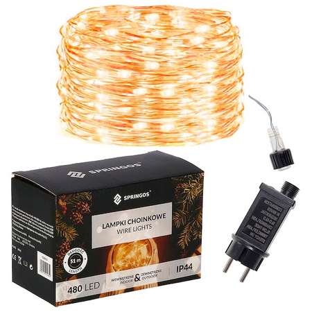 Lampki choinkowe 480 led druciki na prąd biały ciepły
