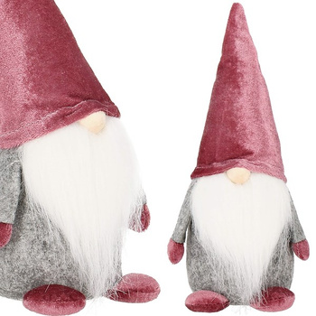 Skrzat 27 cm ozdoba świąteczna, welurowy krasnal świąteczny, gnom