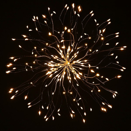 Lampki eksplodująca gwiazda 100 Led biały ciepły z programatorem na baterie