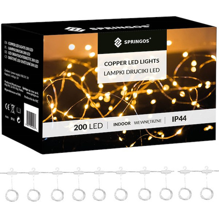 Kurtyna świetlna 200 led girlanda, lampki druciki z programatorem wewnętrzno-zewnętrzne multikolor