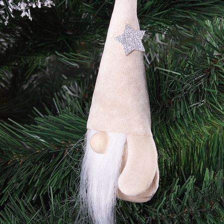 Skrzat 15cm ozdoba świąteczna, krasnal świąteczny, gnom kremowy