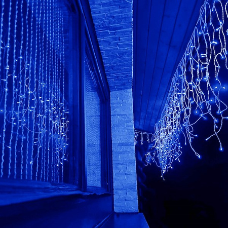 Kurtyna świetlna 300 led girlanda, lampki wewnętrzno-zewnętrzne sople niebieski
