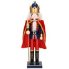 Dziadek do orzechów 38 cm z berłem, drewniany żołnierzyk niebiesko-czerwony, figurka świąteczna