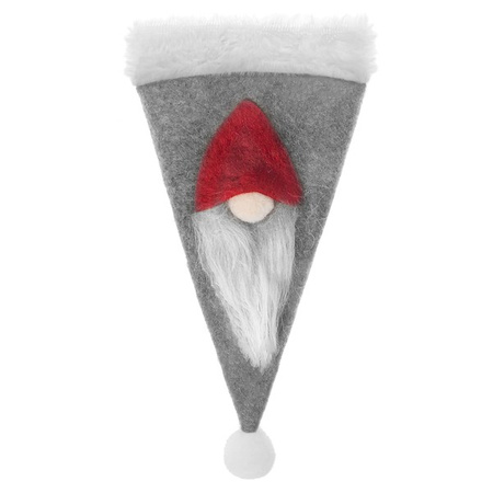 Kieszonka na sztućce 2szt. świąteczne etui, czapka szara ozdoba świąteczna