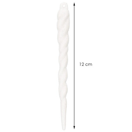 Zawieszka na choinkę sopel 10 szt. akrylowa, ozdoba świąteczna 12 cm biały