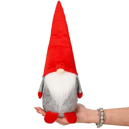 Skrzat 38cm ozdoba świąteczna, krasnal świąteczny, gnom czerwony, szary