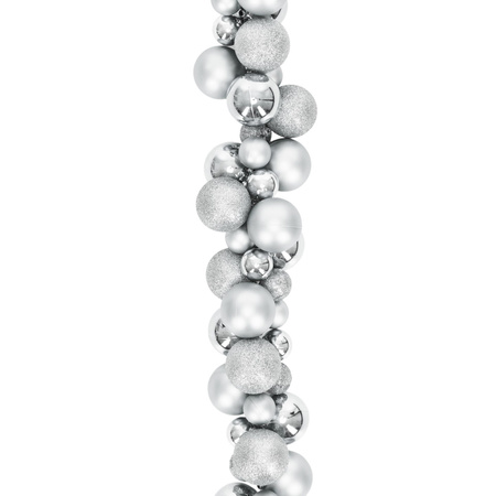 Girlanda świateczna z 130 szt. bombek, łańcuch choinkowy 160 cm, srebrne