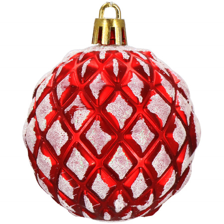 Bombki choinkowe 30 szt. czerwony 6 cm zestaw choinkowy