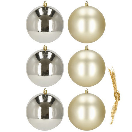 Bombki choinkowe 6 szt. ozdoby świąteczne zestaw 10 cm szampańskie