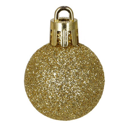 Bombki choinkowe złote 11 szt. zestaw gwiazda, łańcuch koraliki, bombki brokatowe