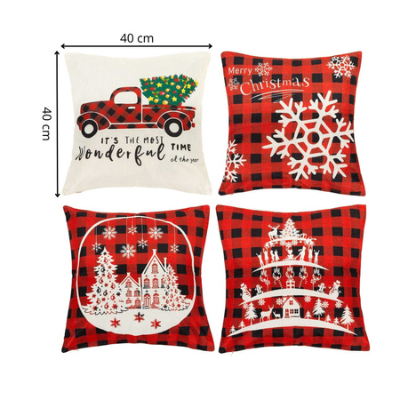 Świąteczki poszewki 40x40cm 4 szt. na poduszkę jaśka dekoracyjne bożonarodzeniowe