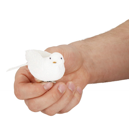 Zawieszki choinkowe 4 szt. ptaszki brokatowe białe