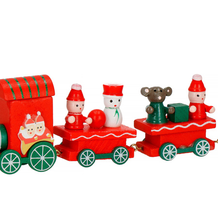Drewniana ciuchcia, pociąg z wagonikami, ozdoba na święta, aranżacja wnętrz