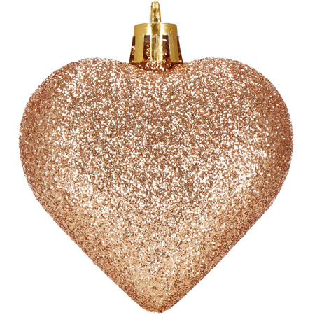 Bombki choinkowe 7 cm dekoracje świąteczne 8 szt. nietłukące serca, rose gold