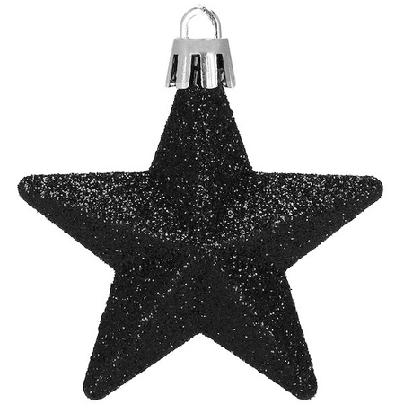 Bombki choinkowe 6 szt. gwiazdki ozdoby świąteczne zestaw czarny