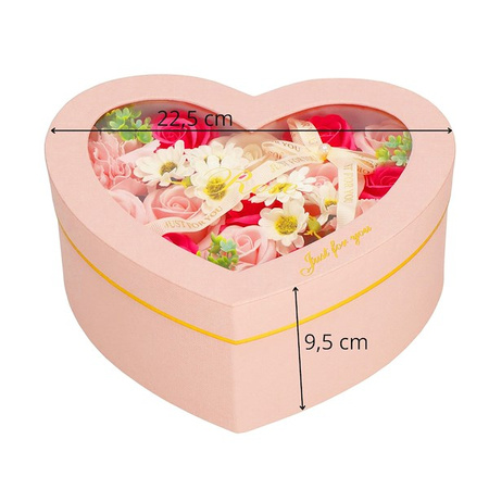 Mydlane róże 24 szt. pudełko flower box serce kwiaty różowe