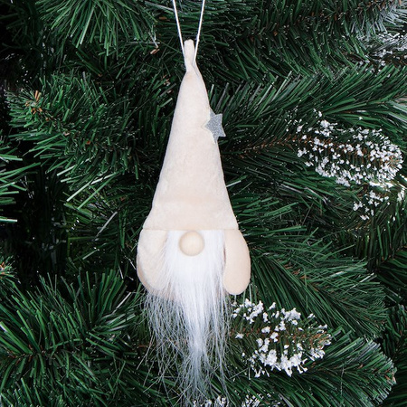 Skrzat 15cm ozdoba świąteczna, krasnal świąteczny, gnom kremowy