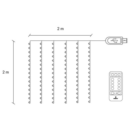 Kurtyna świetlna biały zimny 200 Led lampki wewnętrzne z programatorem USB