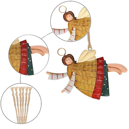 Ozdoba choinkowa metalowa 12 szt. świąteczna zawieszka aniołki zestaw multikolor