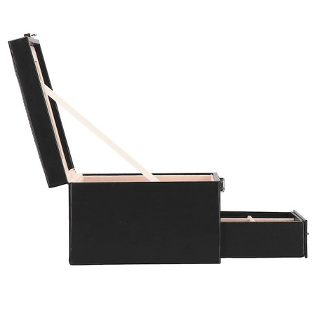 Kufer, szkatułka na biżuterię ekoskóra 16x16x11 cm czarny z szufladą i lusterkiem