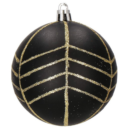 Bombki choinkowe 16 szt. czarny, złoty zestaw choinkowy