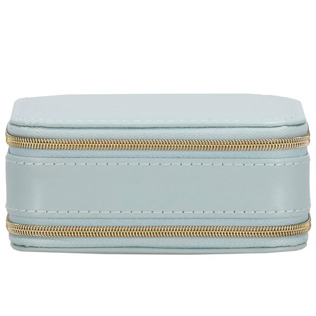 Kufer, szkatułka na biżuterię ekoskóra 11,5x8,5x5,5 cm błękitny z przegródkami