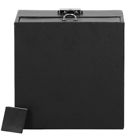 Kufer, szkatułka na biżuterię ekoskóra 16x16x11 cm czarny z szufladą i lusterkiem