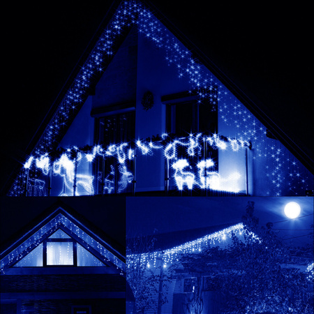 Kurtyna świetlna z pilotem 300 led girlanda, lampki wewnętrzno-zewnętrzne sople niebieski