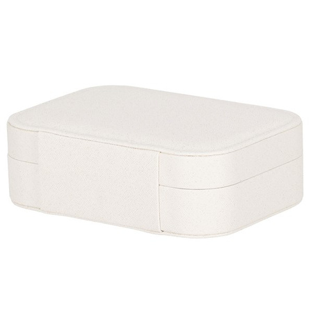 Kuferr, szkatułka na biżuterię ekoskóra 16x11x5 cm kremowa z brokatem z przegródkami