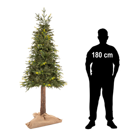 Choinka sztuczna na pniu jak żywa 220 cm świerk naturalny gęsta nowoczesna