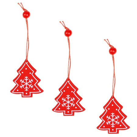 Świąteczne zawieszki 4,5cm drewniane choinki zestaw 3 szt.