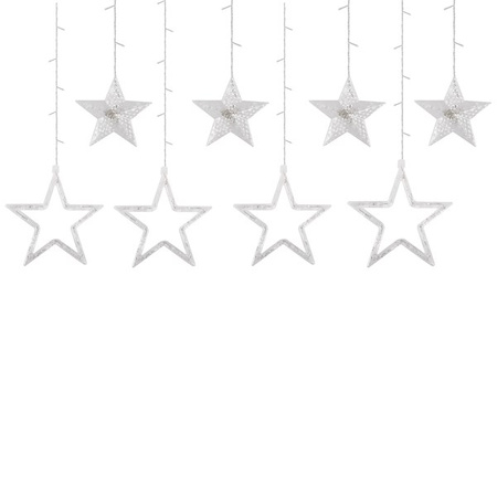 Kurtyna świetlna 92 led girlanda gwiazdki, lampki wewnętrzno-zewnętrzne sople zimny biały