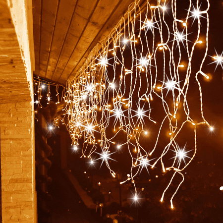 Kurtyna świetlna 300 led girlanda, lampki wewnętrzno-zewnętrzne sople biały ciepły + biały flash