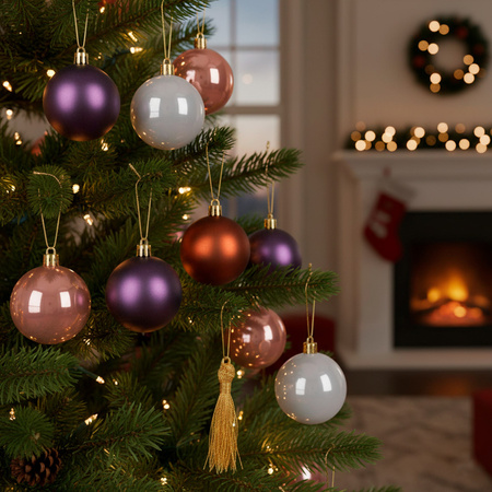 Bombki choinkowe, zestaw 24 szt. dekoracji do stroika 6,5 cm nietłukące